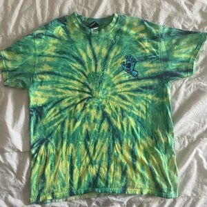 Santa Cruz Skateboards Green and Yellow Tie-Dye Tee